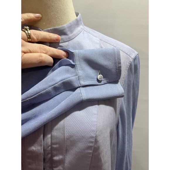 Chloe Designer ASYMMETRIC midi SHIRT DRESS IN LAVENDER BLUE Sz 38/US 6 - Picture 9 of 12